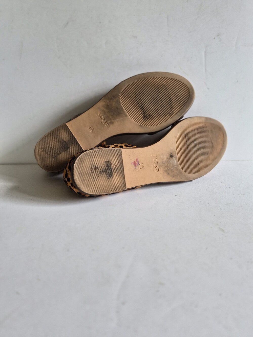 J.Crew Morgan Leopard Calf Hair Peep Toe Flats Size 9.5 Brown Tan Animal Print - Picture 15 of 16